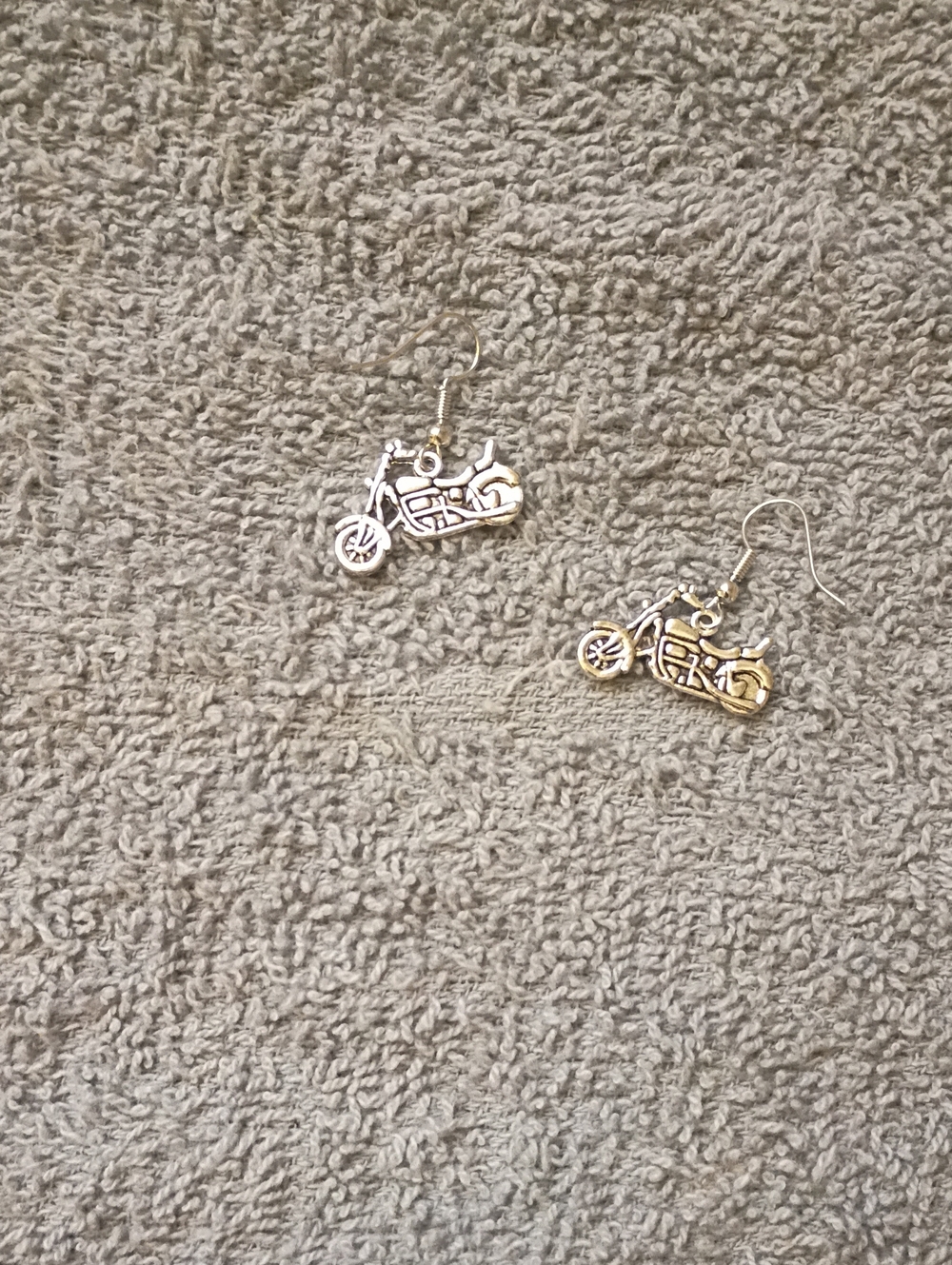 Motorcycle Dangle Earrings in Mixed Metal